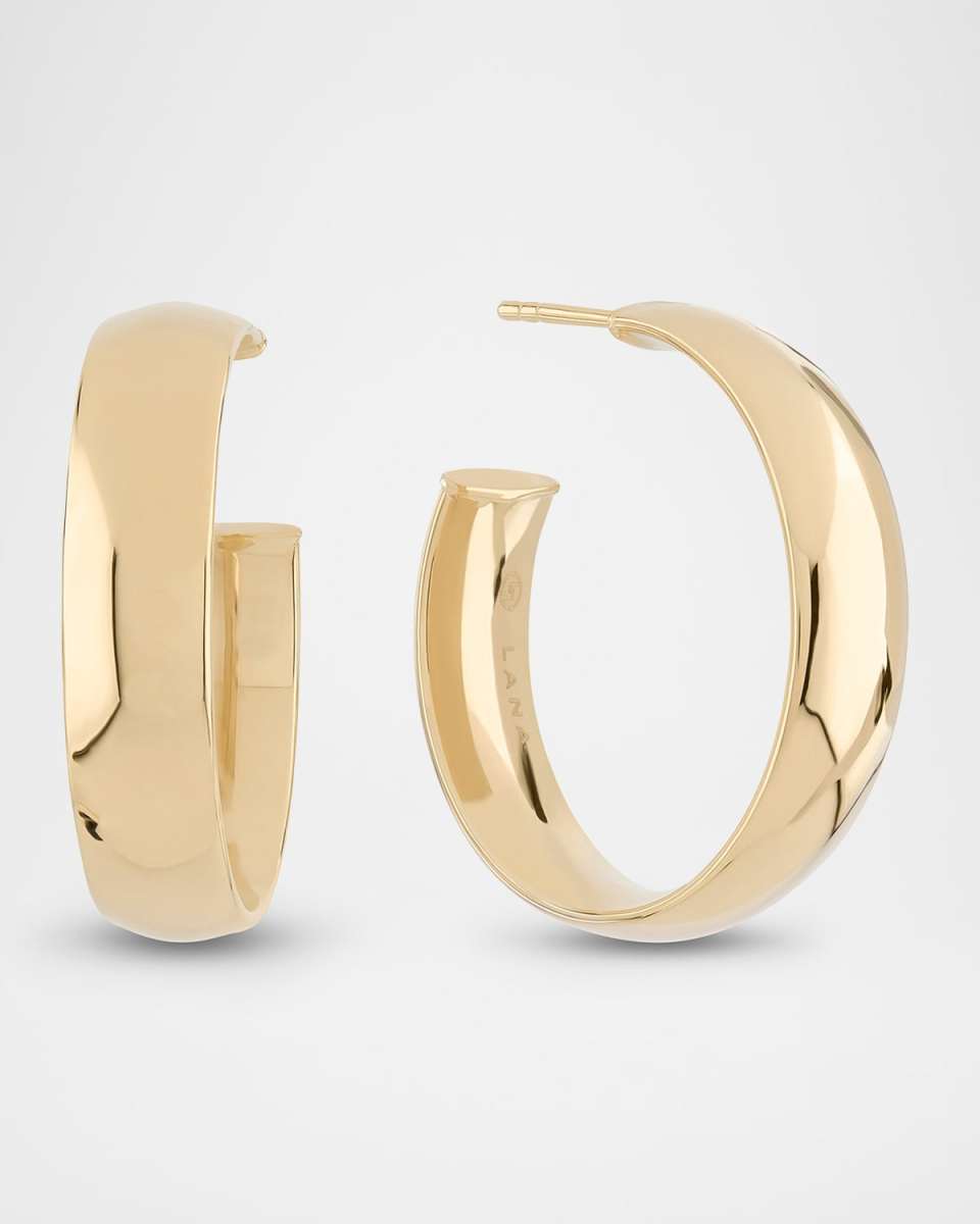 24mm Curved Hoop Earrings in 14K Yellow Gold